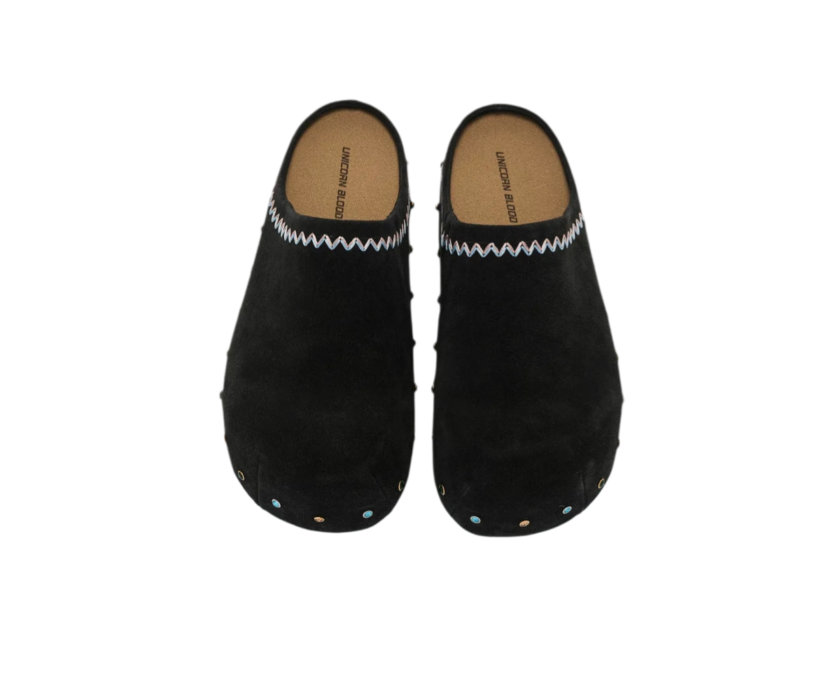 Rhinestone Platform Suede Mules