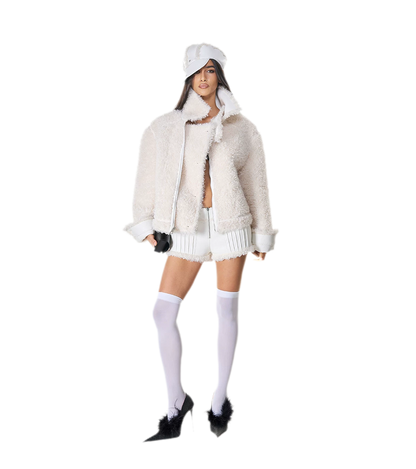 Reversible Fur Leather Cropped Jacket
