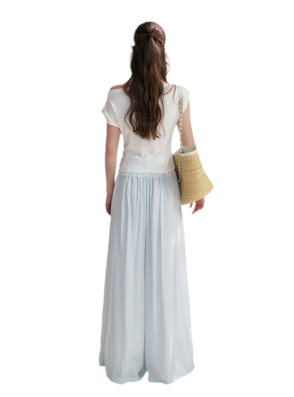 Lace Trim Asymmetric Short Sleeve T-Shirt