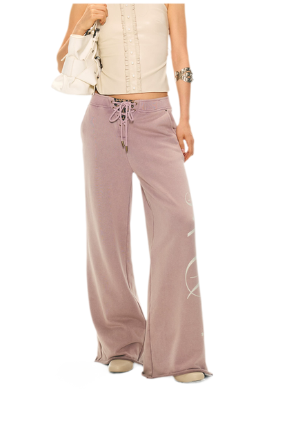 Vintage Letter Print Wide-Leg Pants