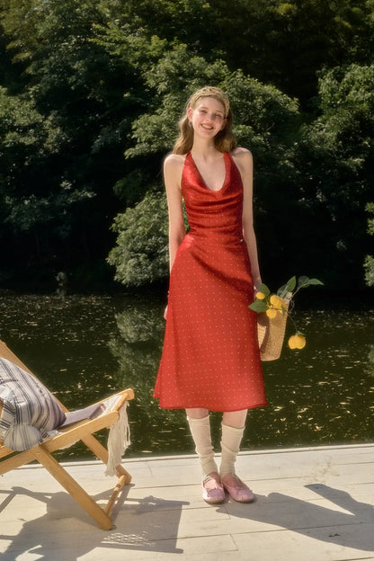Satin Polka Dot Dress