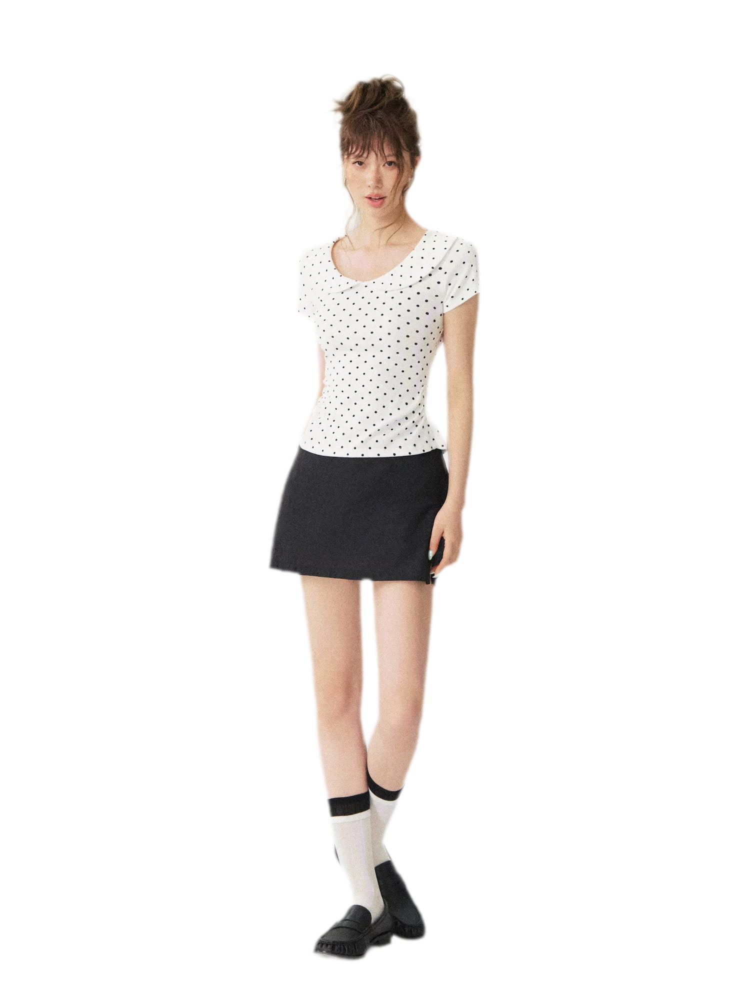 Polka Dot Puff Sleeve Top