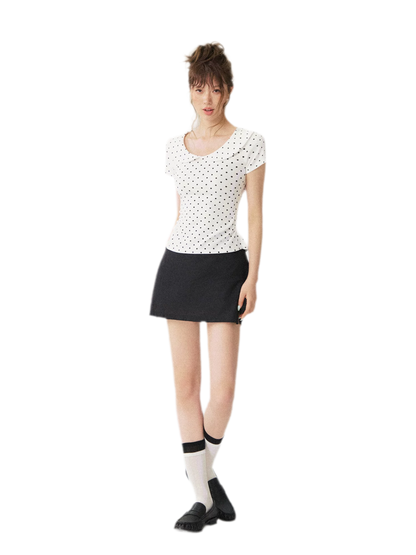 Polka Dot Puff Sleeve Top