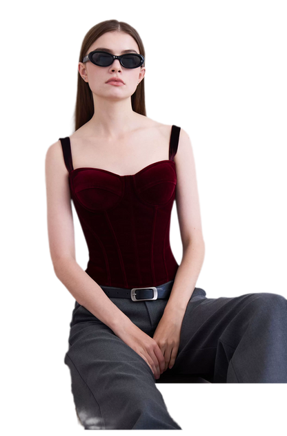 Velvet Boned Corset Top