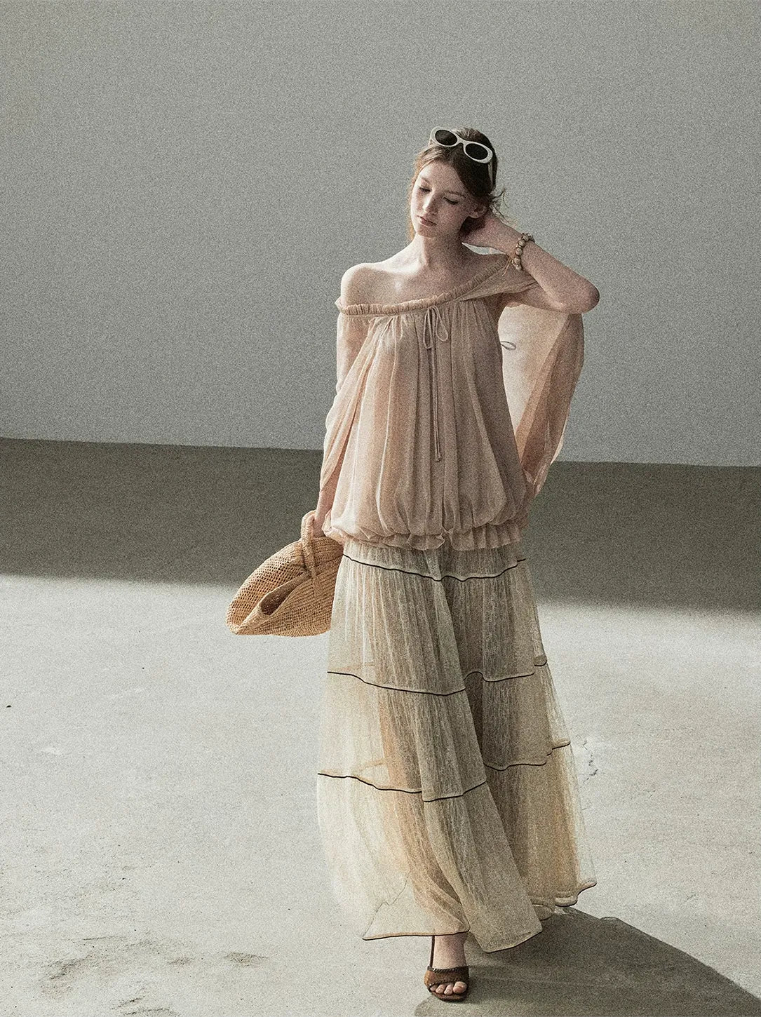 Crinkled Off-Shoulder Top
