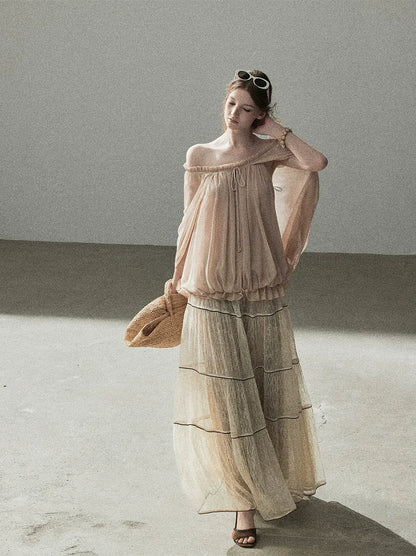 Crinkled Off-Shoulder Top