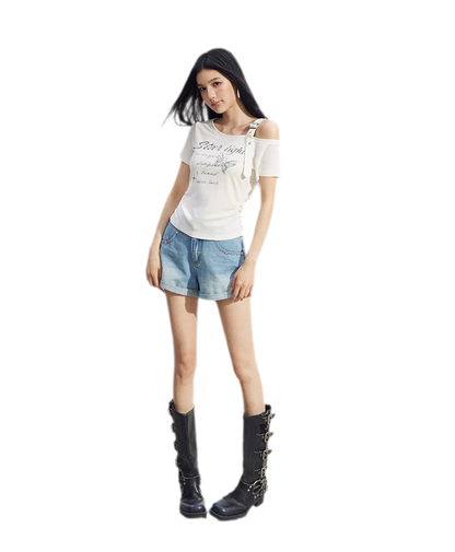 One-Shoulder Butterfly Tee
