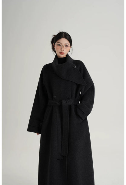 Hand-Stitched Belted Wool Coat