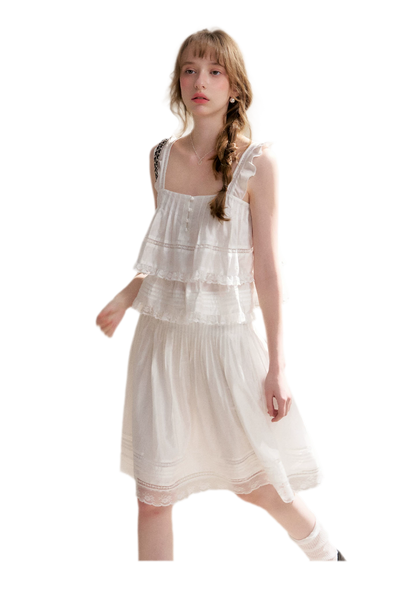 Lace Edge Camisole and Skirt Set