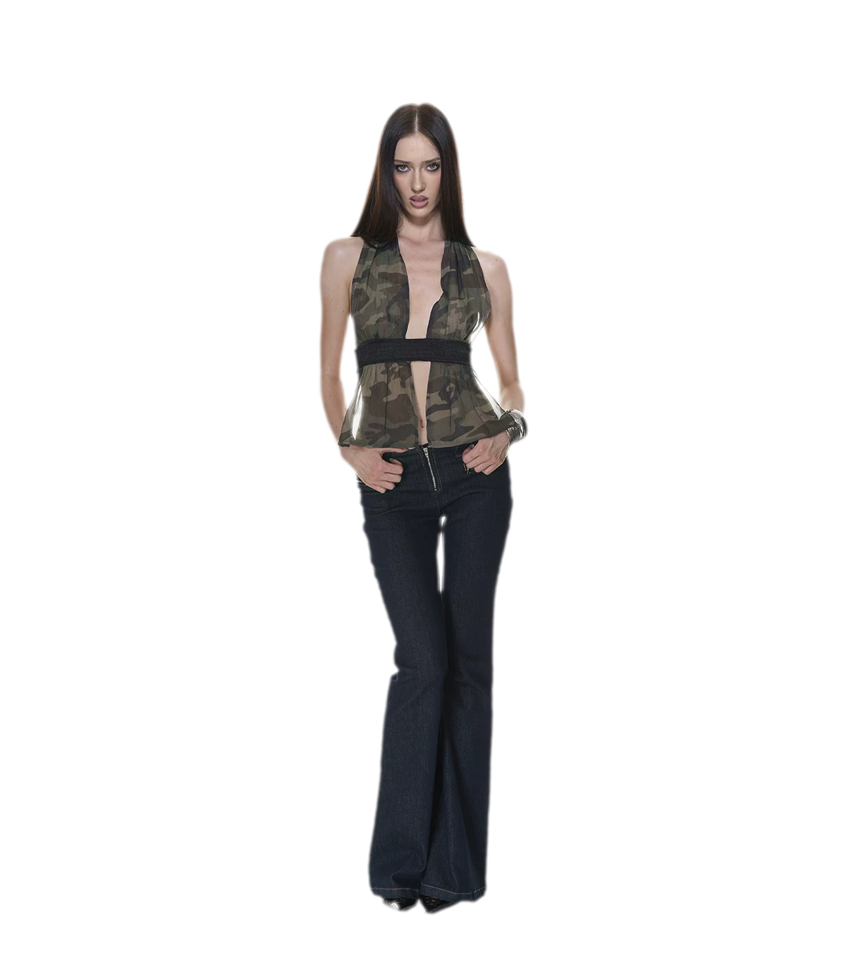 Mesh Halter Backless Top