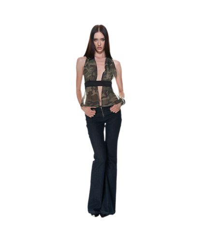 Mesh Halter Backless Top
