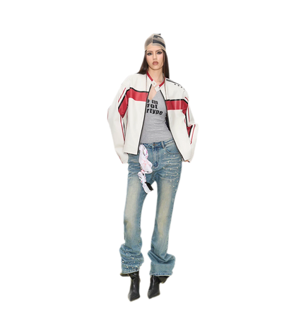 Pearl Embellished Straight Jeans