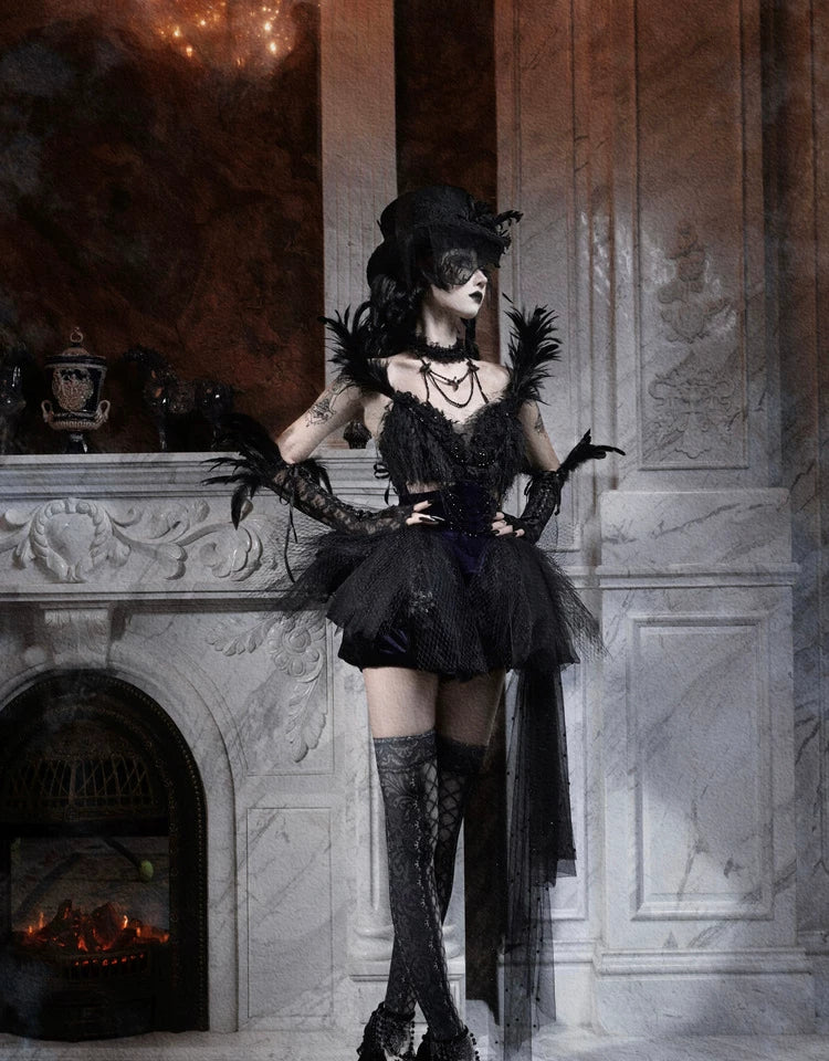 Feather Gothic Train Dress