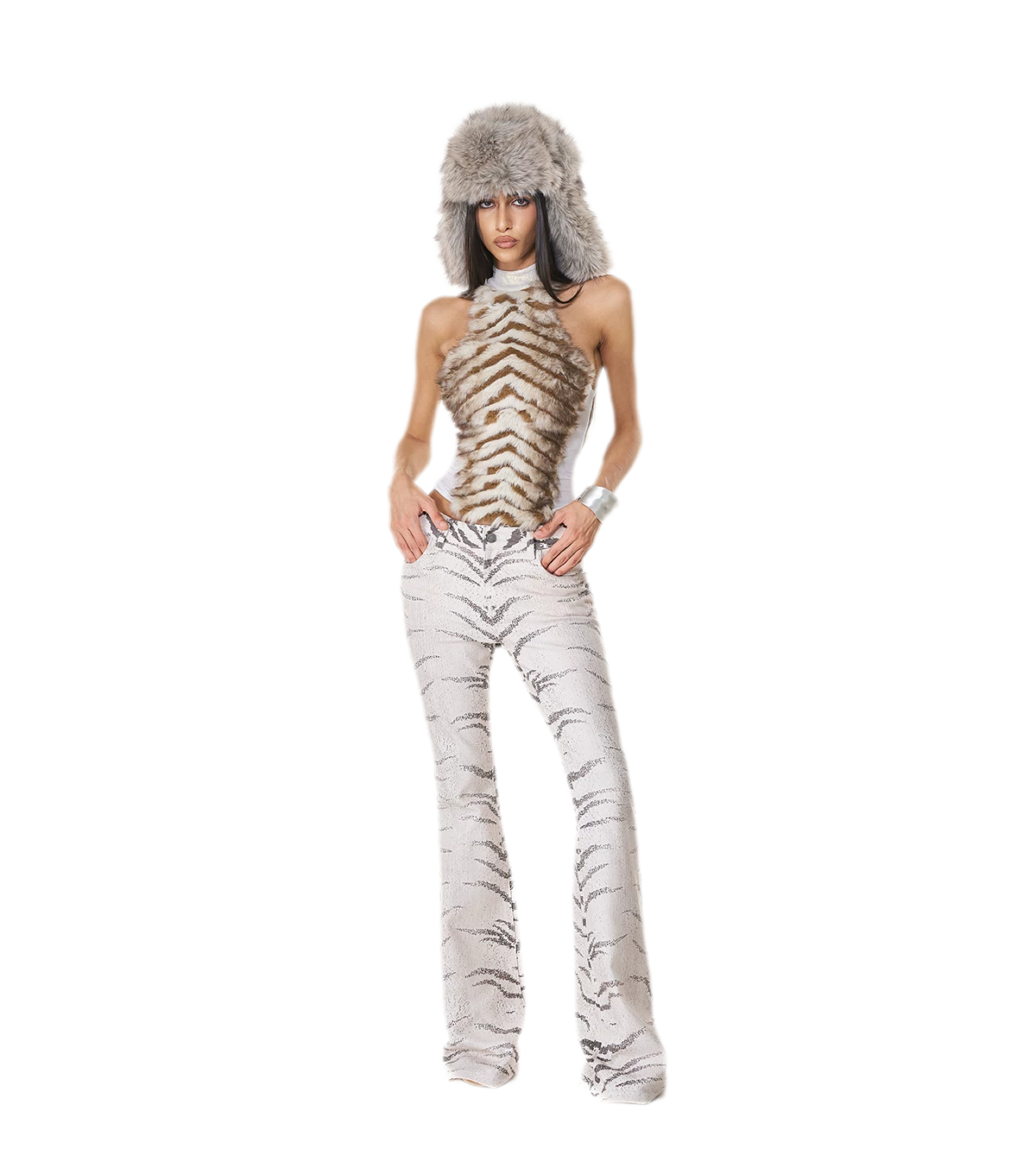Gilet dos nu en fourrure dégradée