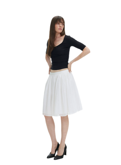 Pleated Chiffon Midi Skirt
