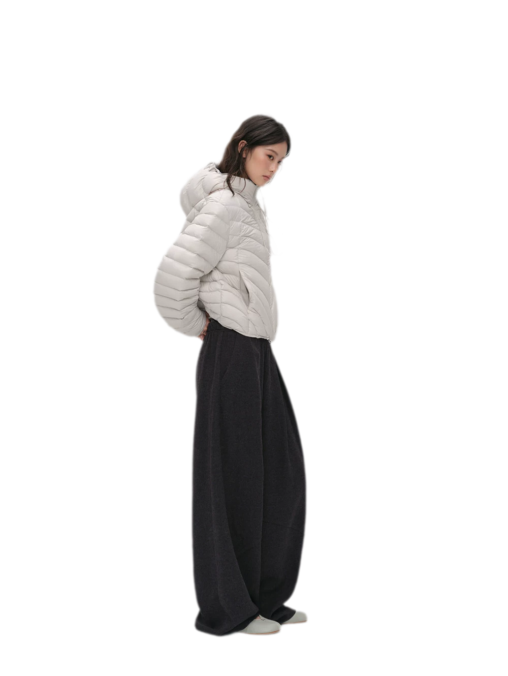 Pleated Contrast Wide-Leg Trousers