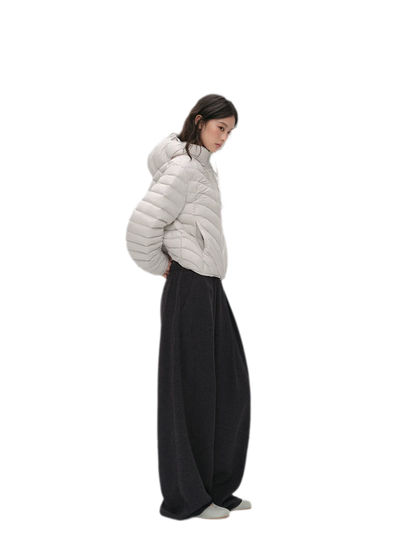 Pleated Contrast Wide-Leg Trousers