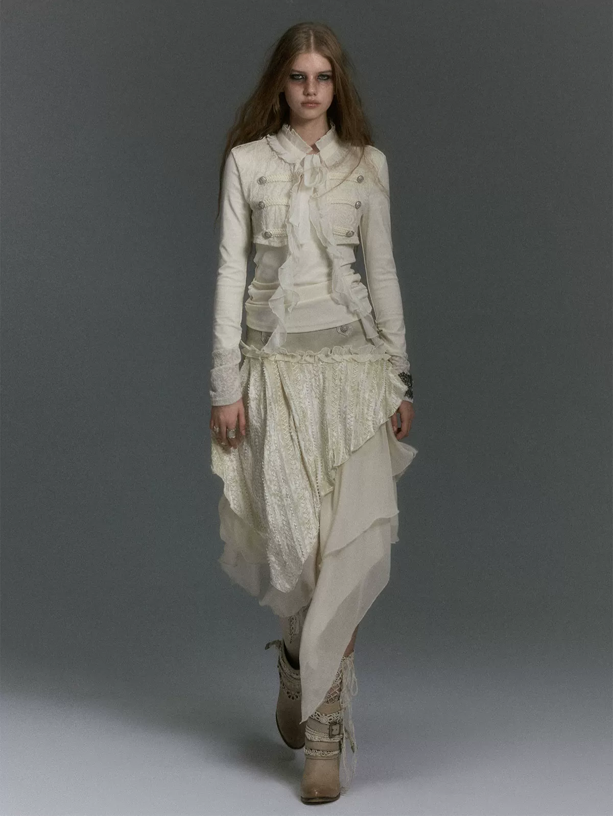 Blouse met getextureerd ruchespaneel