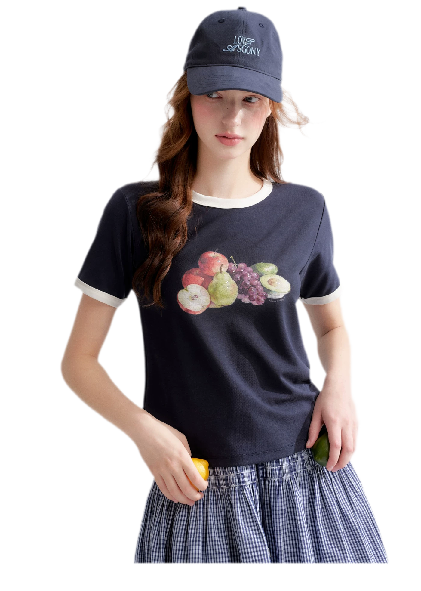 Rhinestone Fruit Print Tee