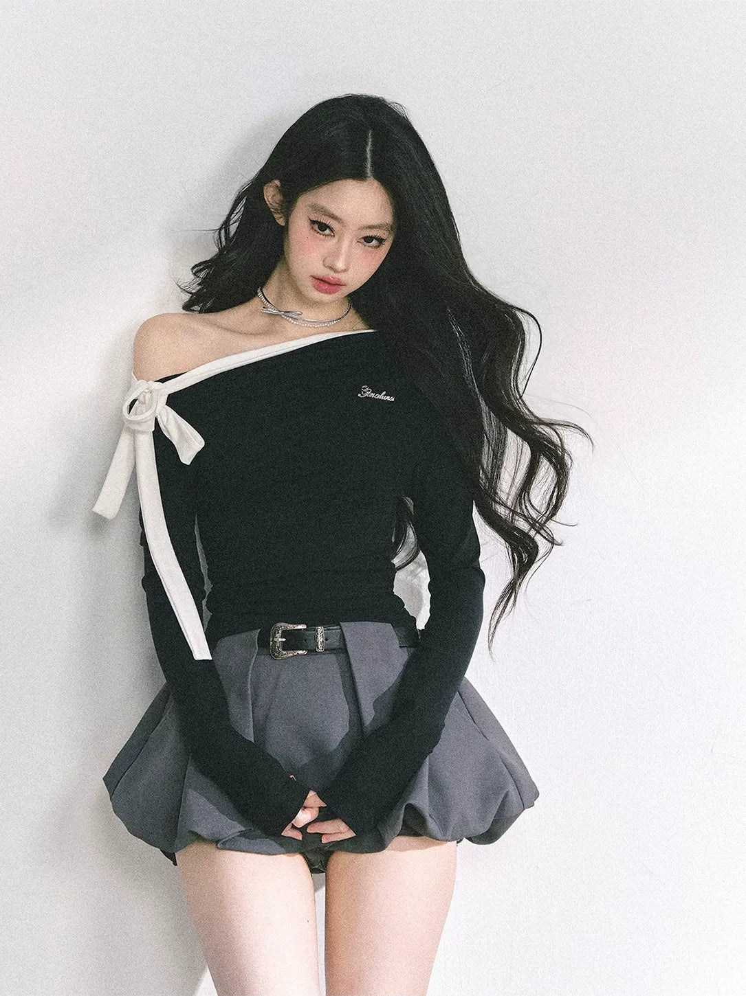 Asymmetrisches gerafftes Crop-T-Shirt