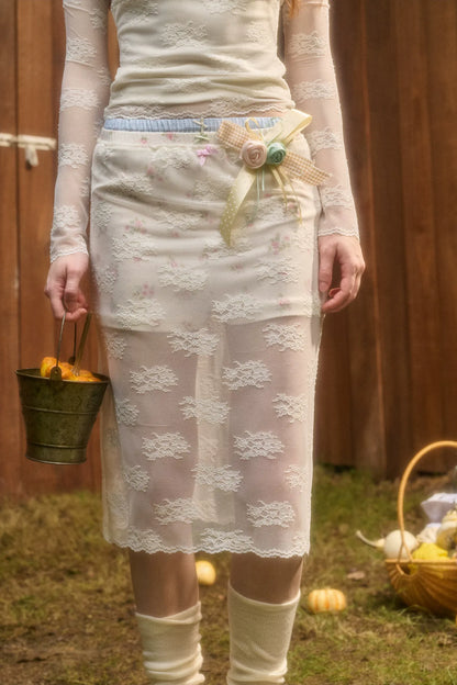 Stretch Lace Layered Skirt Set