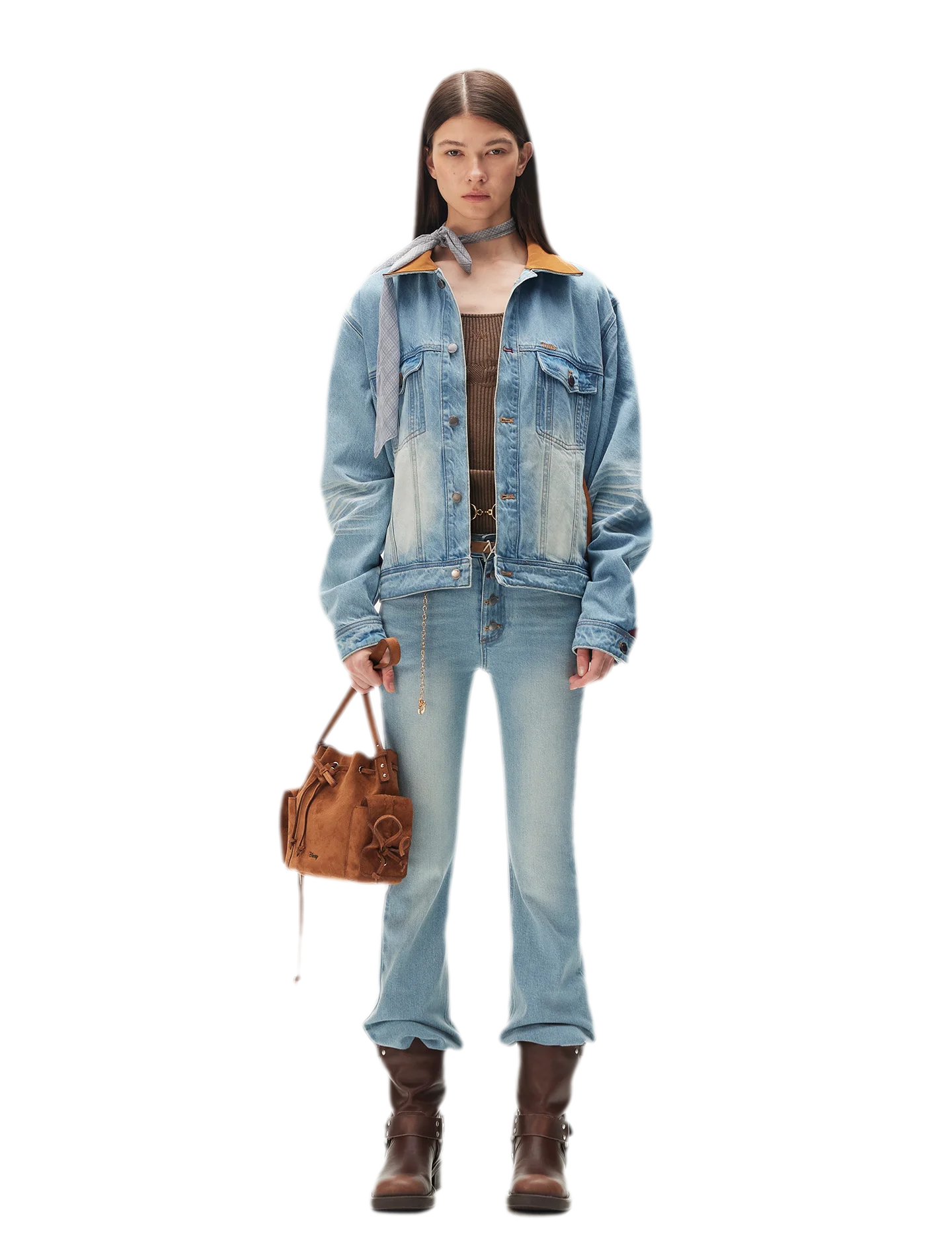 Enzyme Washed Suede-Panel Jacket