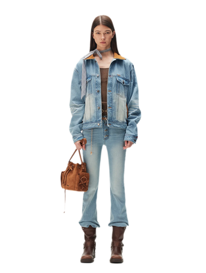 Enzyme Washed Suede-Panel Jacket