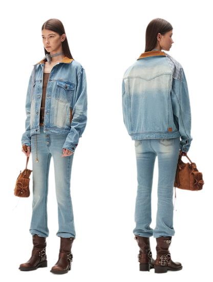Enzyme Washed Suede-Panel Jacket