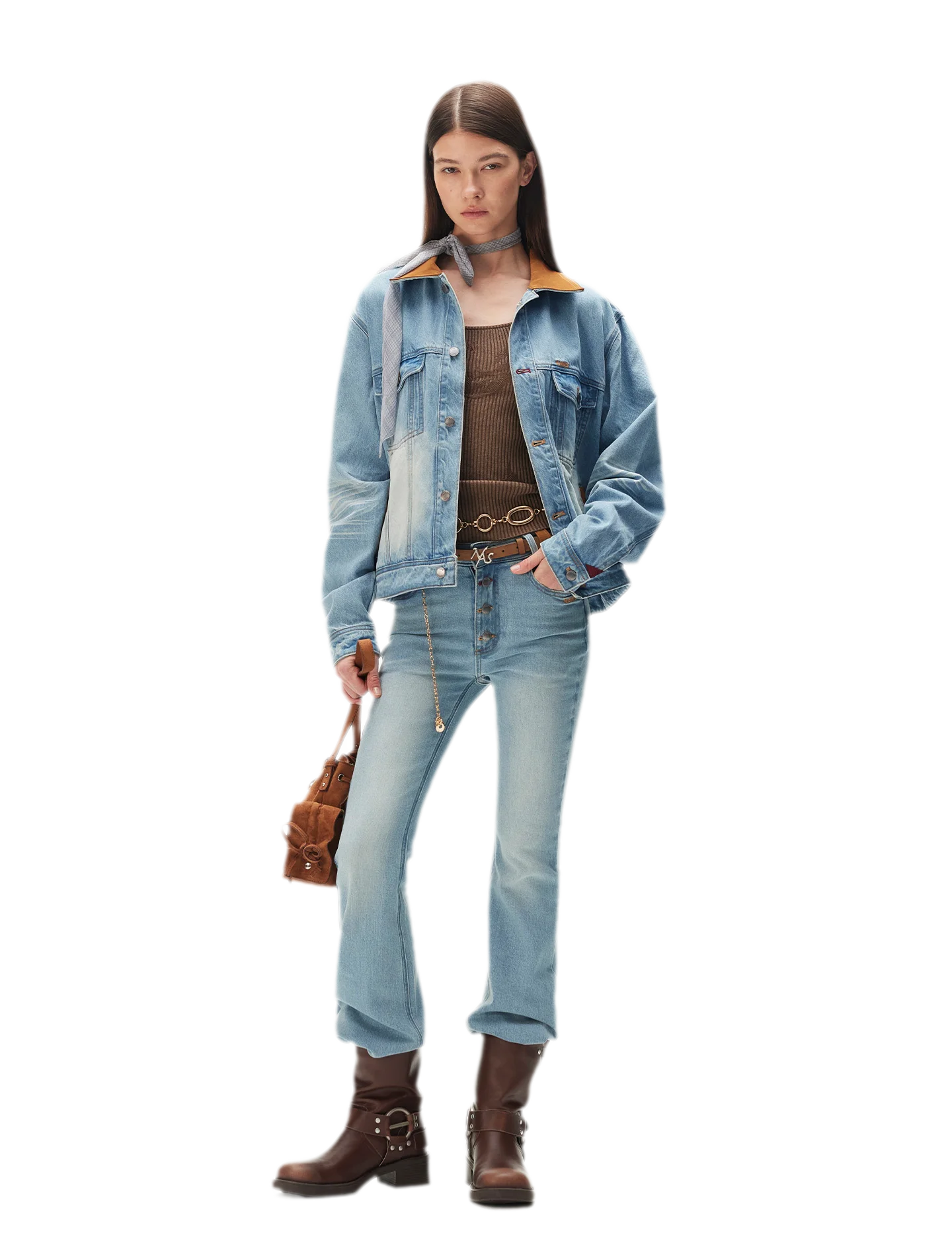 Enzyme Washed Suede-Panel Jacket