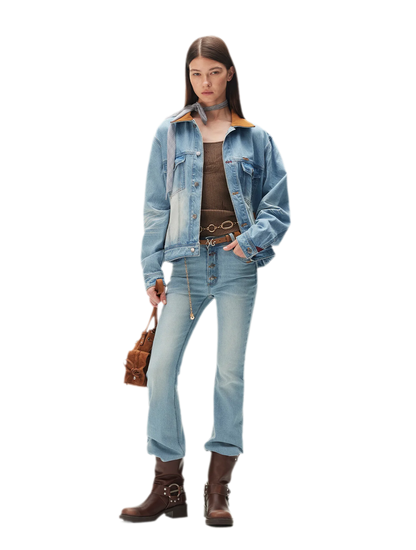 Enzyme Washed Suede-Panel Jacket