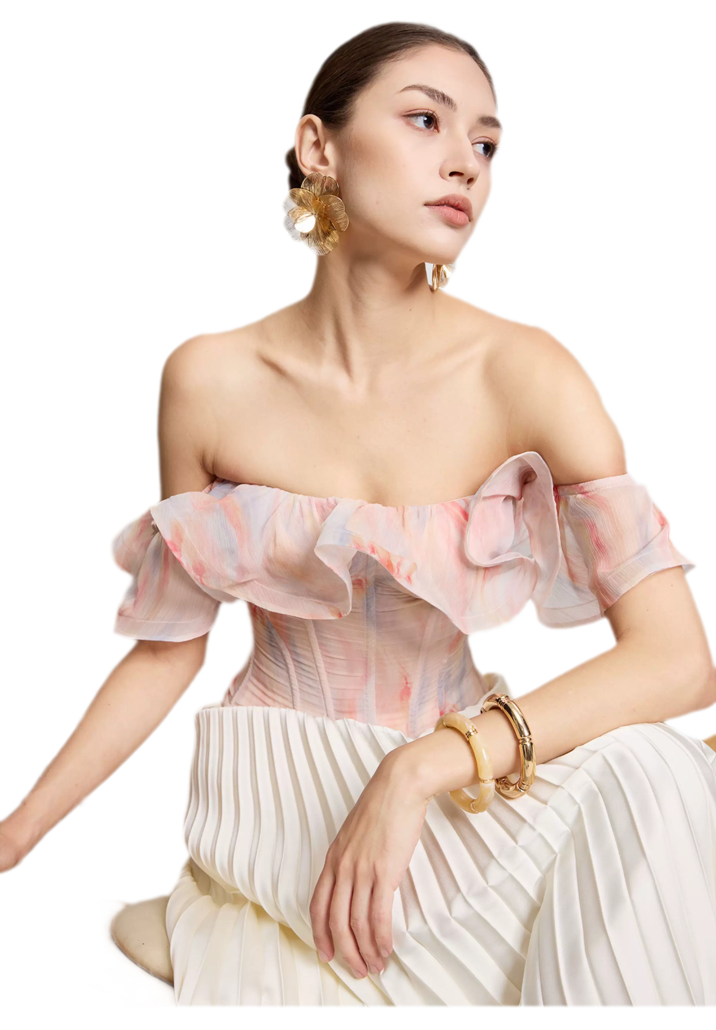 Rainbow Ruffle Corset Bustier