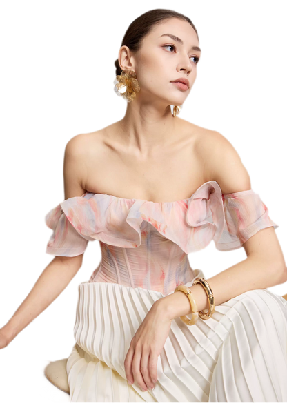 Rainbow Ruffle Corset Bustier