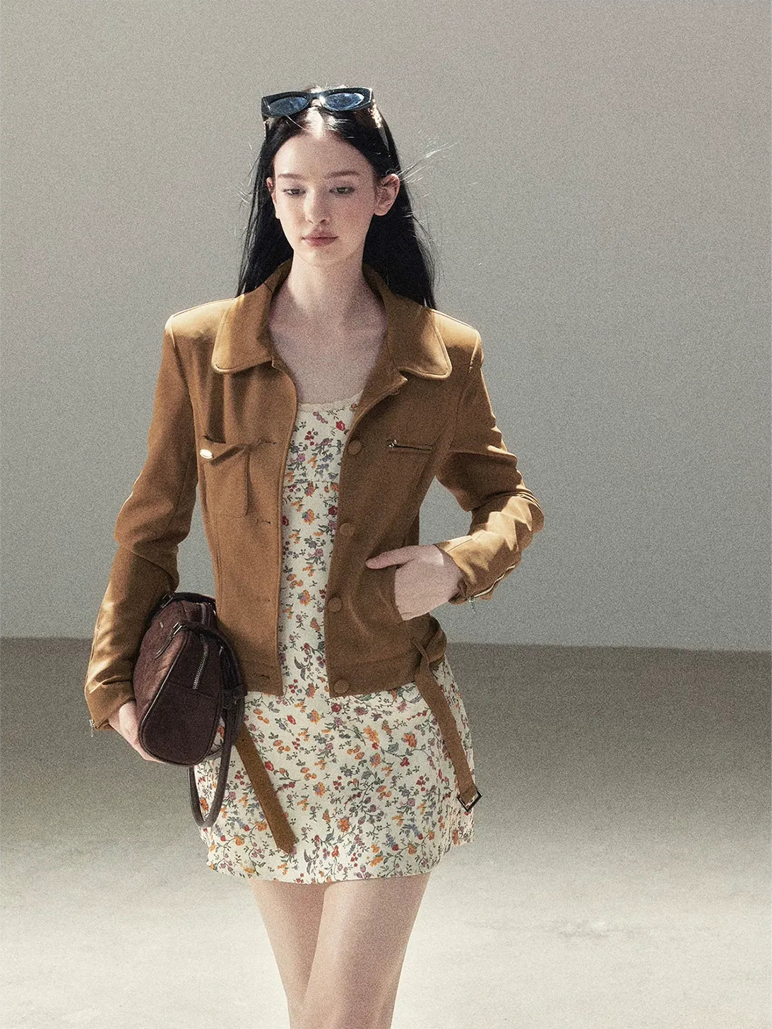 Soft Suede Cropped Utility Jacket