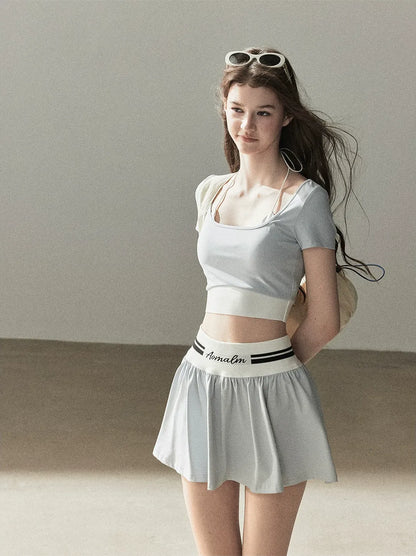 Contrast Layered Tennis Skort Set