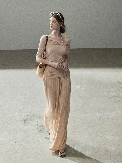 Knot Drape Midi Skirt Set