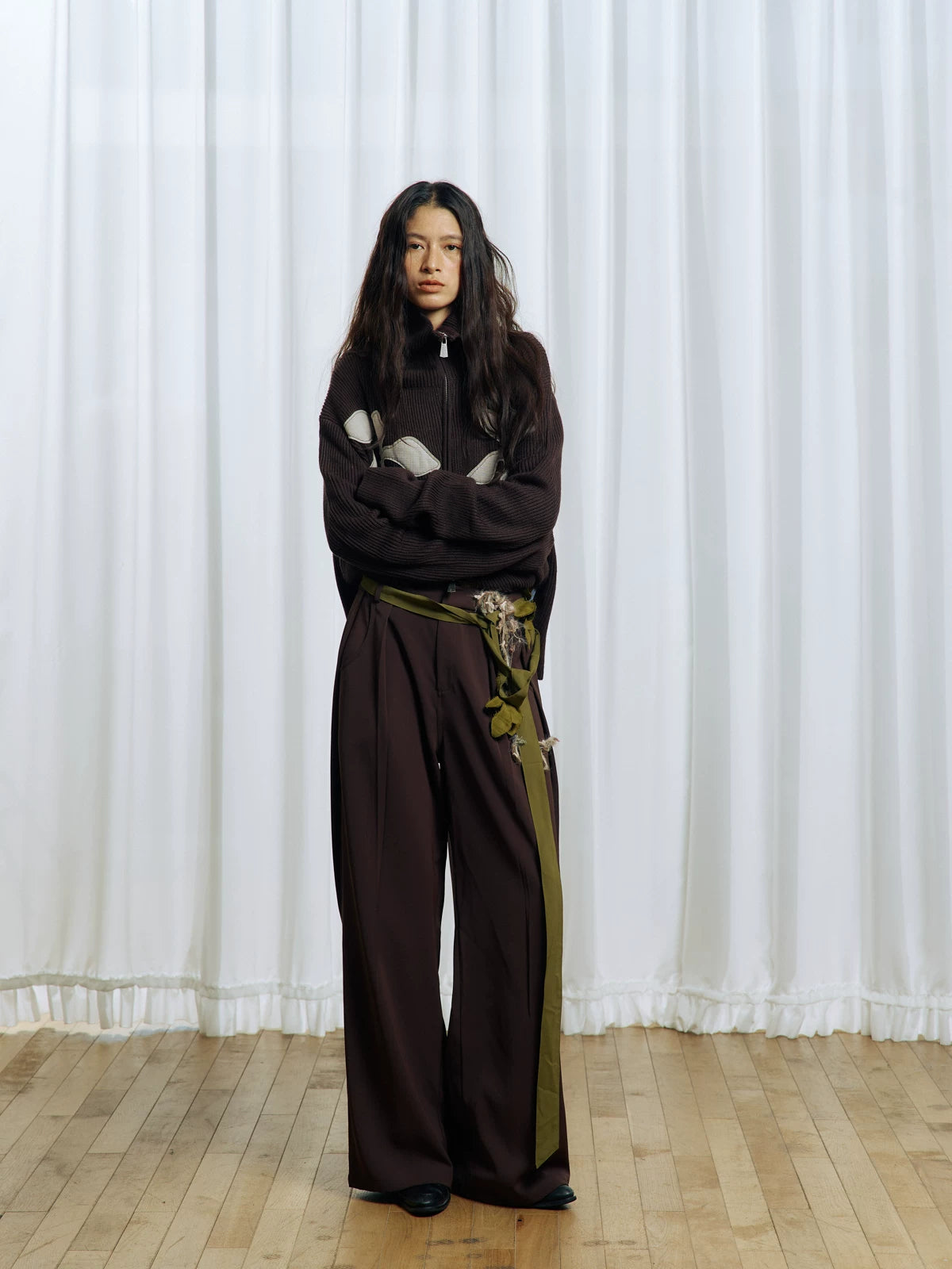 Appliqué Zip-Up Knit Jacket