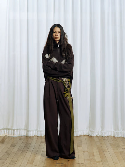 Appliqué Zip-Up Knit Jacket