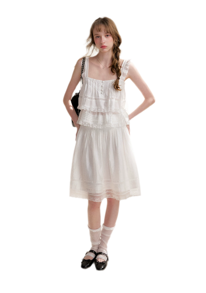 Lace Edge Camisole and Skirt Set
