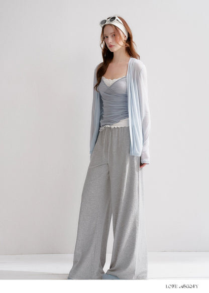 Lyrical Lace Spliced Cross Mesh Camisole Top