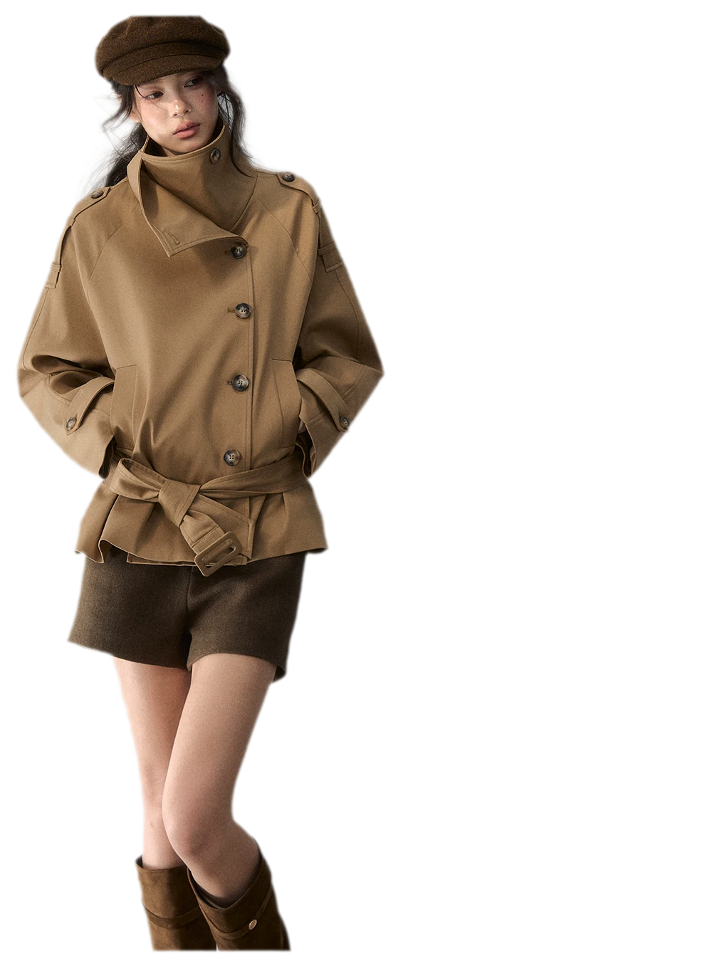 Trench coat in twill ad alta densità con cintura