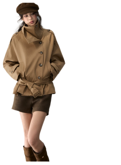 Trench coat in twill ad alta densità con cintura