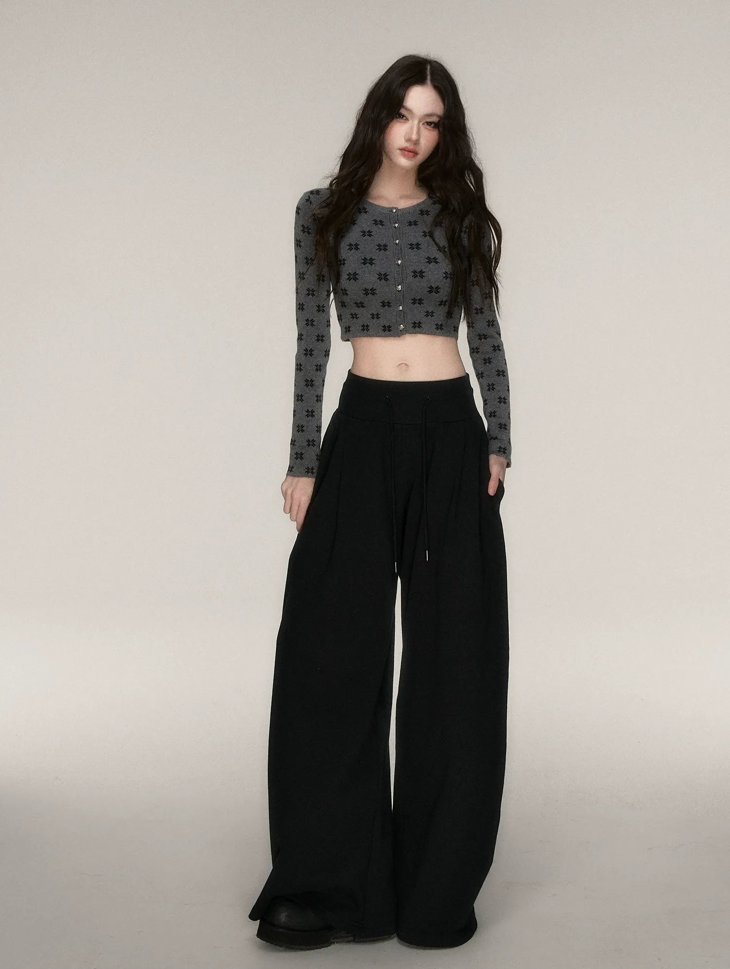 Jacquard Cropped Knit Set