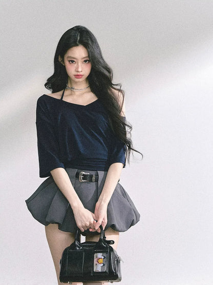 Asymmetric Beaded Off-Shoulder Top
