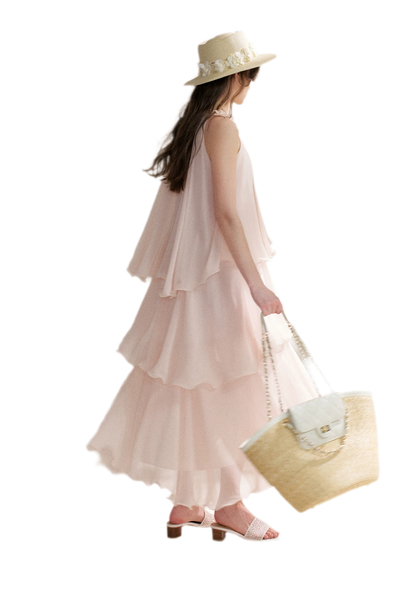 Chiffon Floral Halter Long Dress