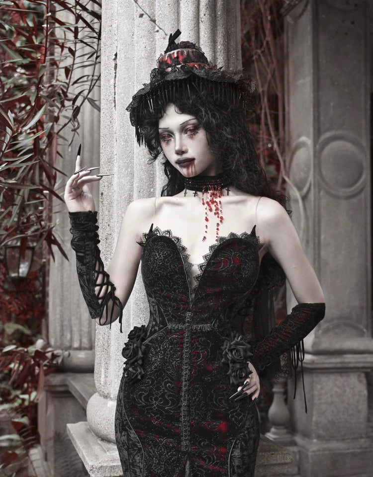 Velvet Gothic Mermaid Dress