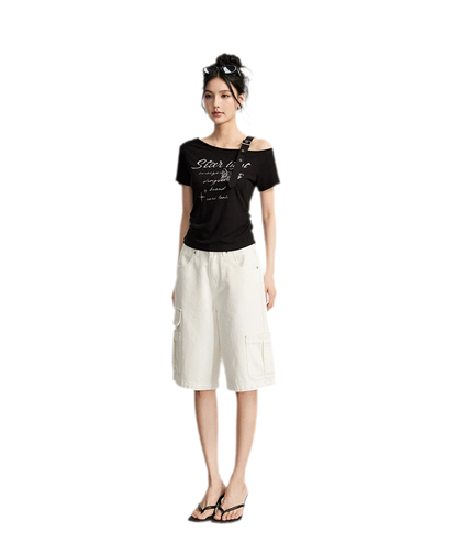 Wide-Leg Cargo Shorts