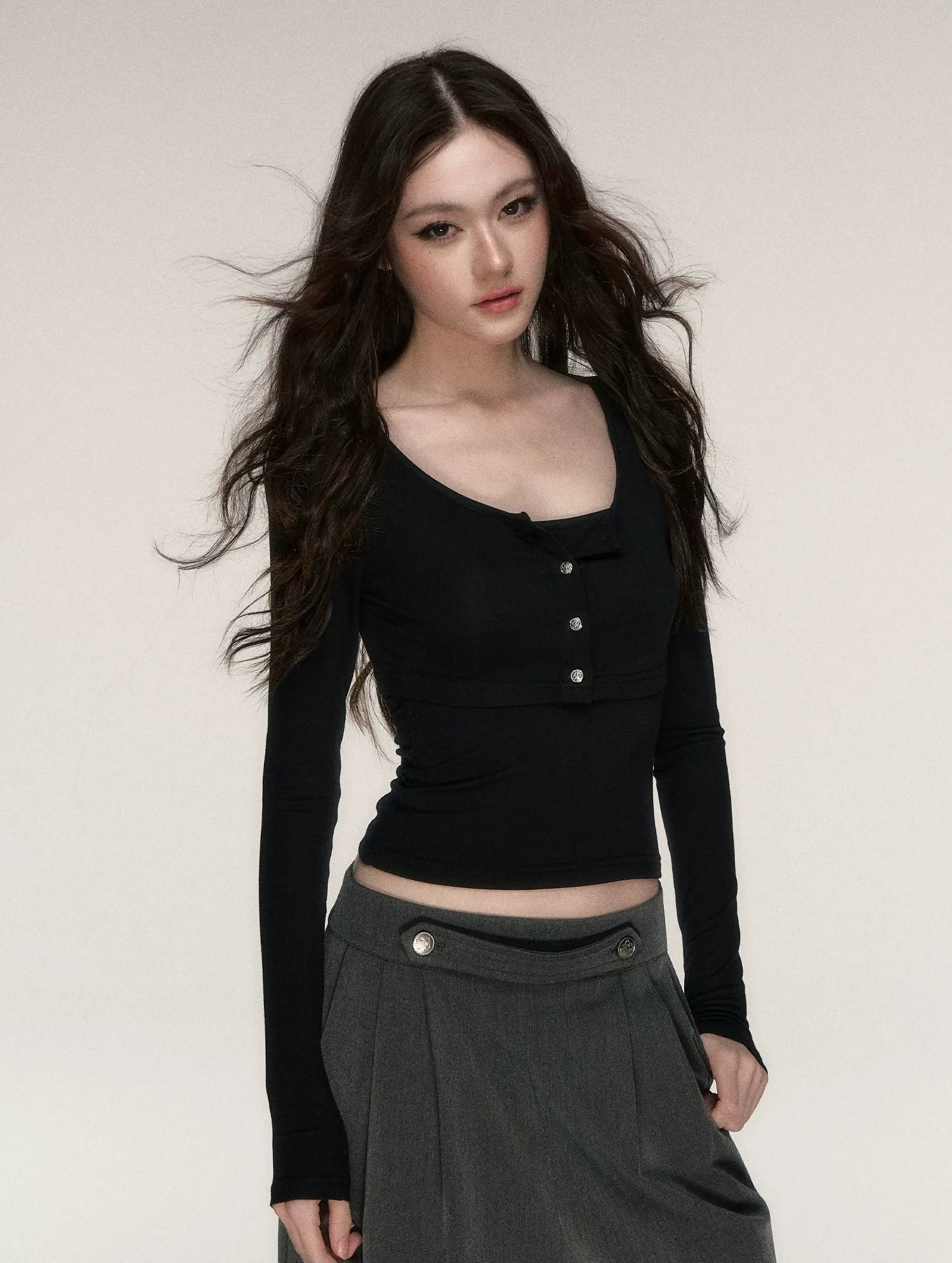 Soft Fitted Layered Top Set