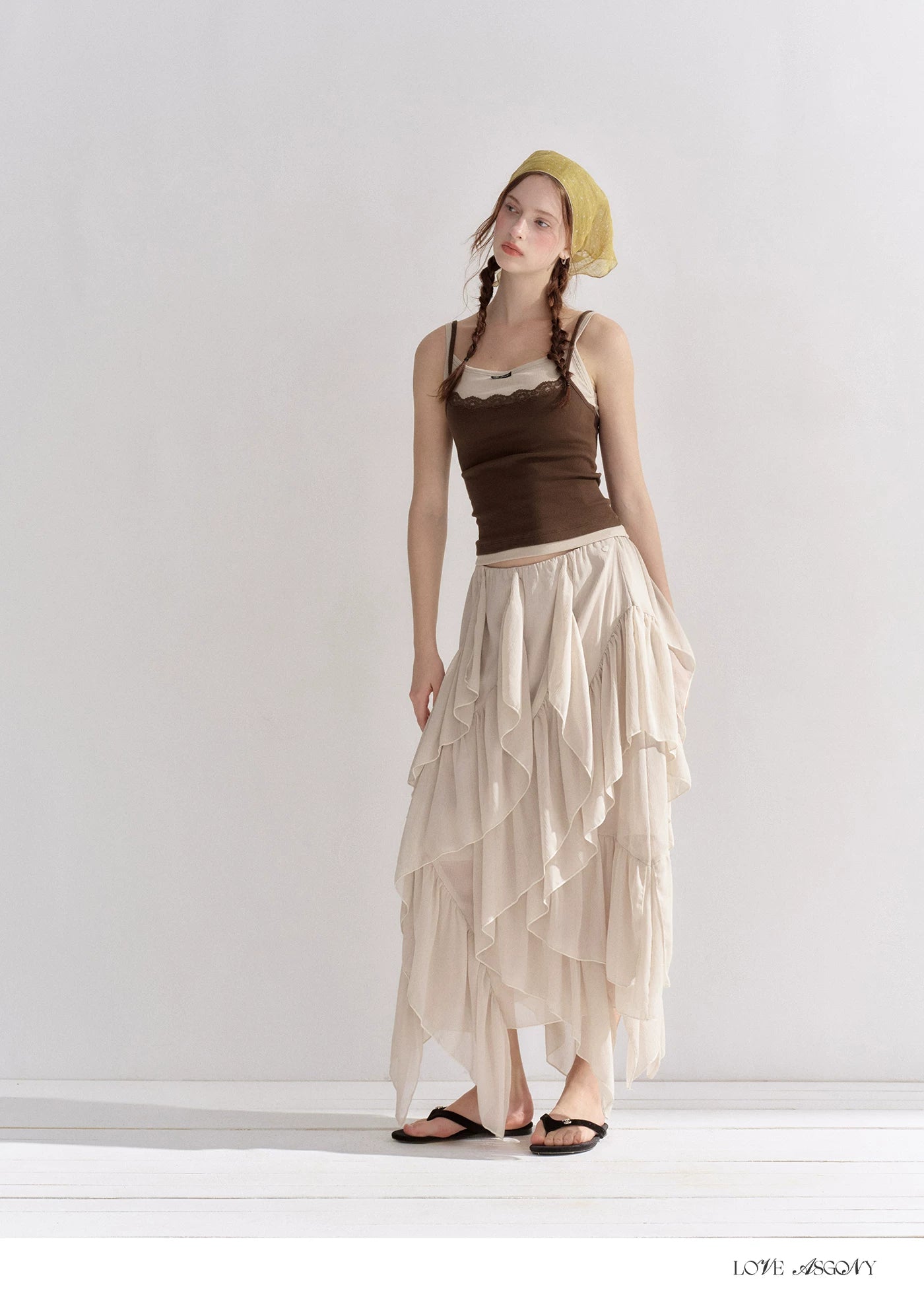 Irregular Ruffle Edge Chiffon Skirt