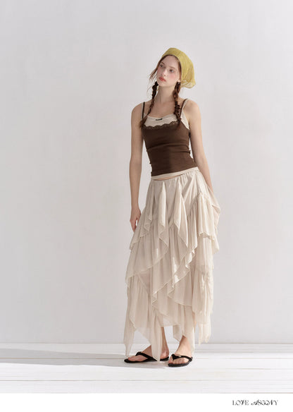 Irregular Ruffle Edge Chiffon Skirt