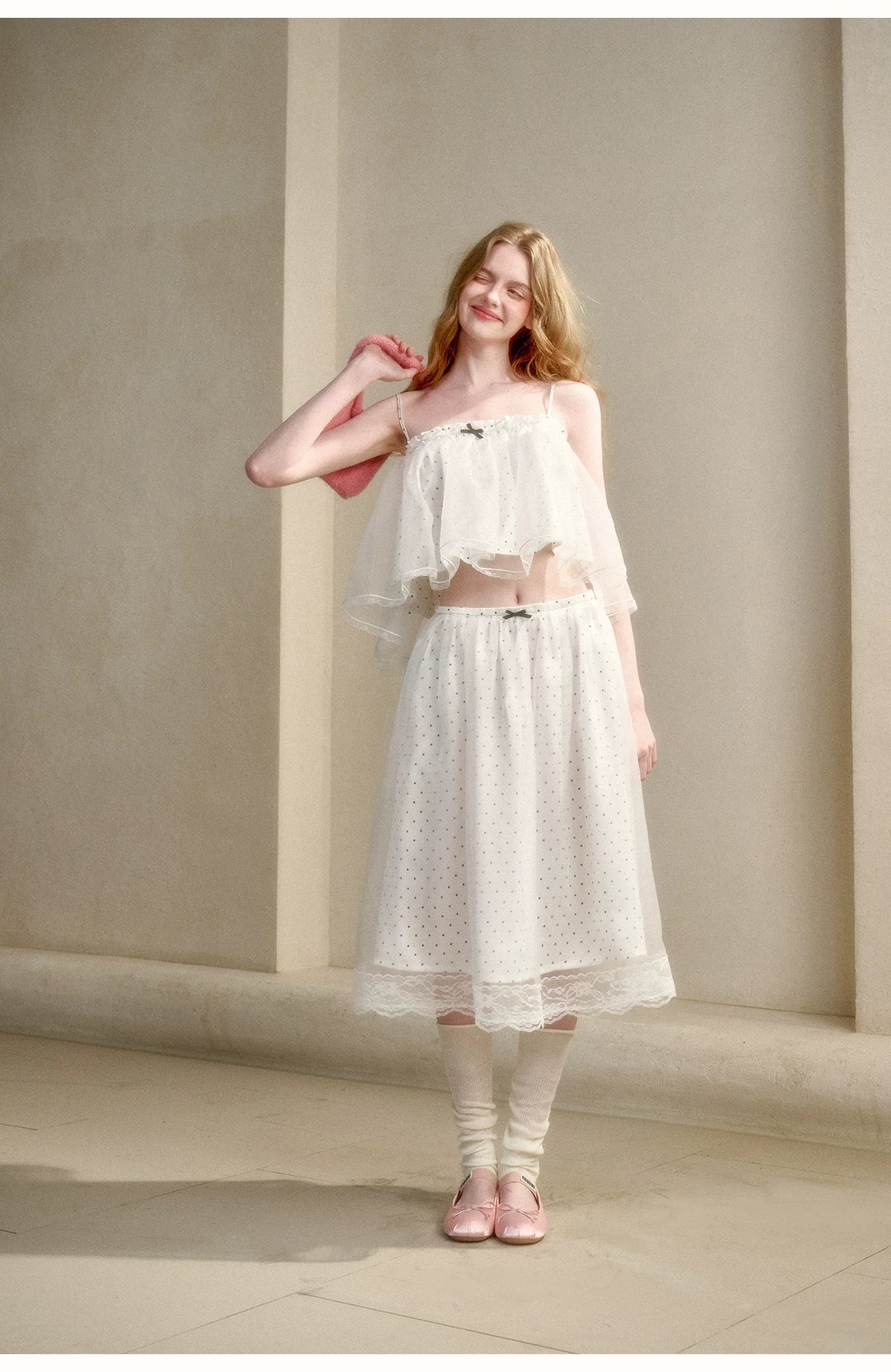 Babydoll Pearl Organza Polka Dot Set